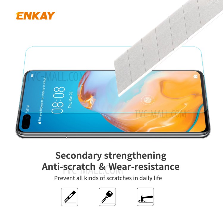 ENKAY 0.26mm 9H 2.5D Arc Edge Tempered Glass Screen Protection Film for Huawei P40-5