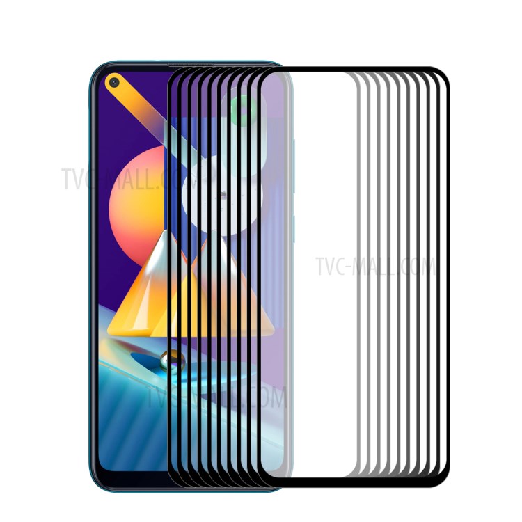 HAT PRINCE 10Pcs/Set Full Glue Full Size 0.26mm 9H 2.5D Tempered Glass Screen Film for Samsung Galaxy M11/Galaxy A11-1