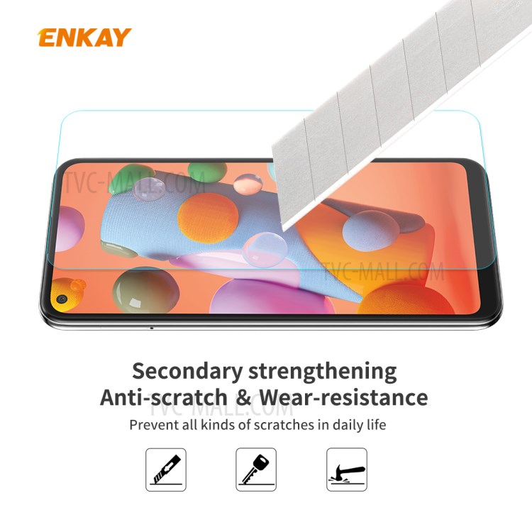 ENKAY 10Pcs/Set for Samsung Galaxy A21 0.26mm 9H 2.5D Arc Edge Tempered Glass Screen Protective Film-5