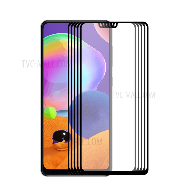 HAT PRINCE 5Pcs/Set Full Glue Full Size 0.26mm 9H 2.5D Tempered Glass Screen Film for Samsung Galaxy A31-1