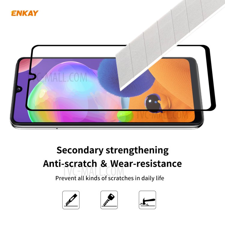 HAT PRINCE 5Pcs/Set Full Glue Full Size 0.26mm 9H 2.5D Tempered Glass Screen Film for Samsung Galaxy A31-5