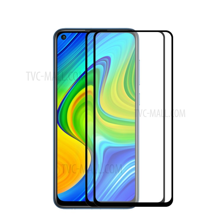 HAT PRINCE 2Pcs/Set Full Glue Full Size 0.26mm 9H 2.5D Tempered Glass Screen Film for Xiaomi Redmi 10X 4G/Redmi Note 9-1