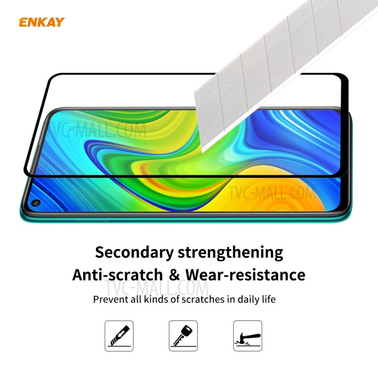 HAT PRINCE 2Pcs/Set Full Glue Full Size 0.26mm 9H 2.5D Tempered Glass Screen Film for Xiaomi Redmi 10X 4G/Redmi Note 9-5