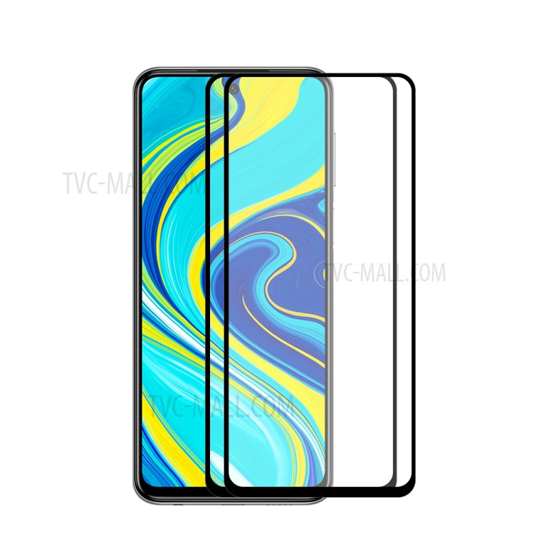 HAT PRINCE 2Pcs/Set Full Glue Full Size 0.26mm 9H 2.5D Tempered Glass Screen Film for Xiaomi Redmi Note 9S/Note 9 Pro/Note 9 Pro Max-1