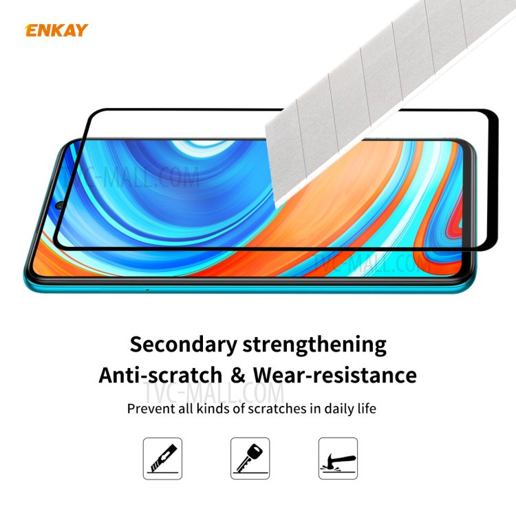 HAT PRINCE 2Pcs/Set Full Glue Full Size 0.26mm 9H 2.5D Tempered Glass Screen Film for Xiaomi Redmi Note 9S/Note 9 Pro/Note 9 Pro Max-5
