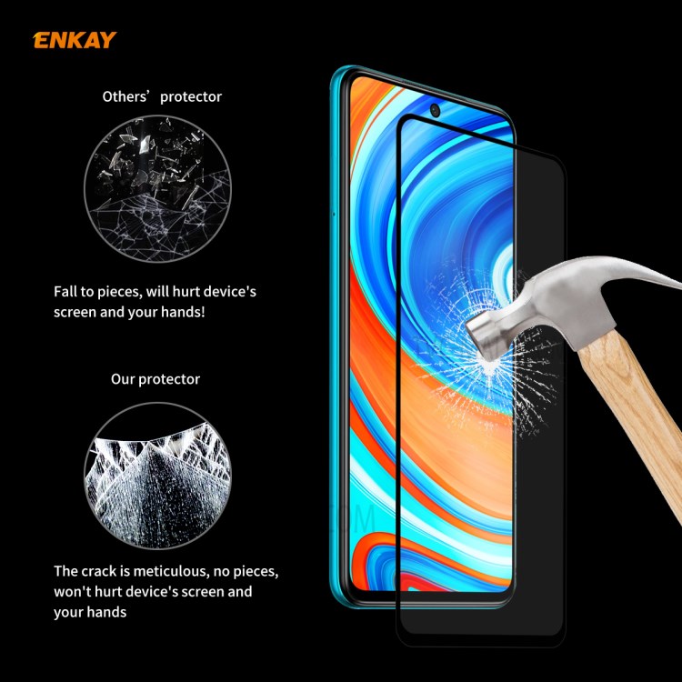 HAT PRINCE 2Pcs/Set Full Glue Full Size 0.26mm 9H 2.5D Tempered Glass Screen Film for Xiaomi Redmi Note 9S/Note 9 Pro/Note 9 Pro Max-7