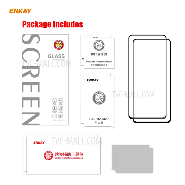 HAT PRINCE 2Pcs/Set Full Glue Full Size 0.26mm 9H 2.5D Tempered Glass Screen Film for Xiaomi Redmi Note 9S/Note 9 Pro/Note 9 Pro Max-9
