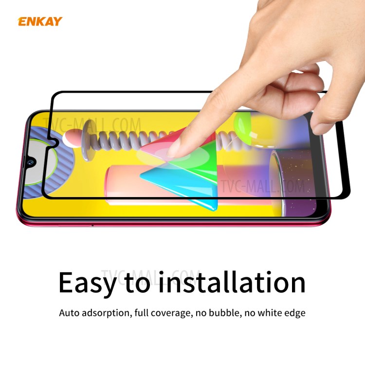 HAT PRINCE 5Pcs/Set Full Glue Full Size 0.26mm 9H 2.5D Tempered Glass Screen Film for Samsung Galaxy M31/Galaxy M21-6