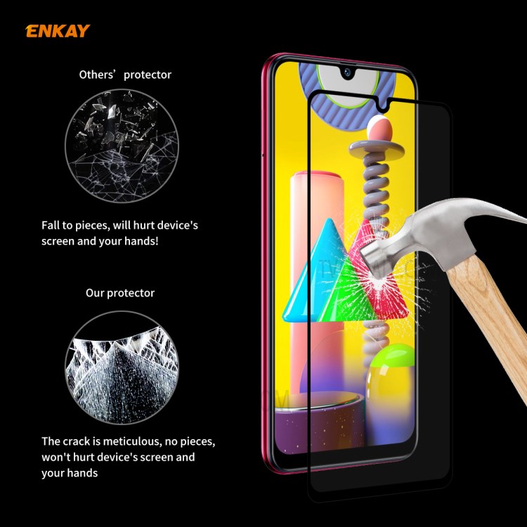 HAT PRINCE 5Pcs/Set Full Glue Full Size 0.26mm 9H 2.5D Tempered Glass Screen Film for Samsung Galaxy M31/Galaxy M21-7