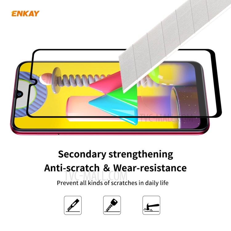 2PCS/Set HAT PRINCE Full Glue 0.26mm 9H 2.5D Arc Edge Full Size Tempered Glass Screen Protector for Samsung Galaxy M31/M21-5