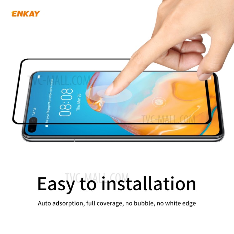 HAT PRINCE 5Pcs/Set Full Glue Full Size 0.26mm 9H 2.5D Tempered Glass Screen Film for Huawei P40-7