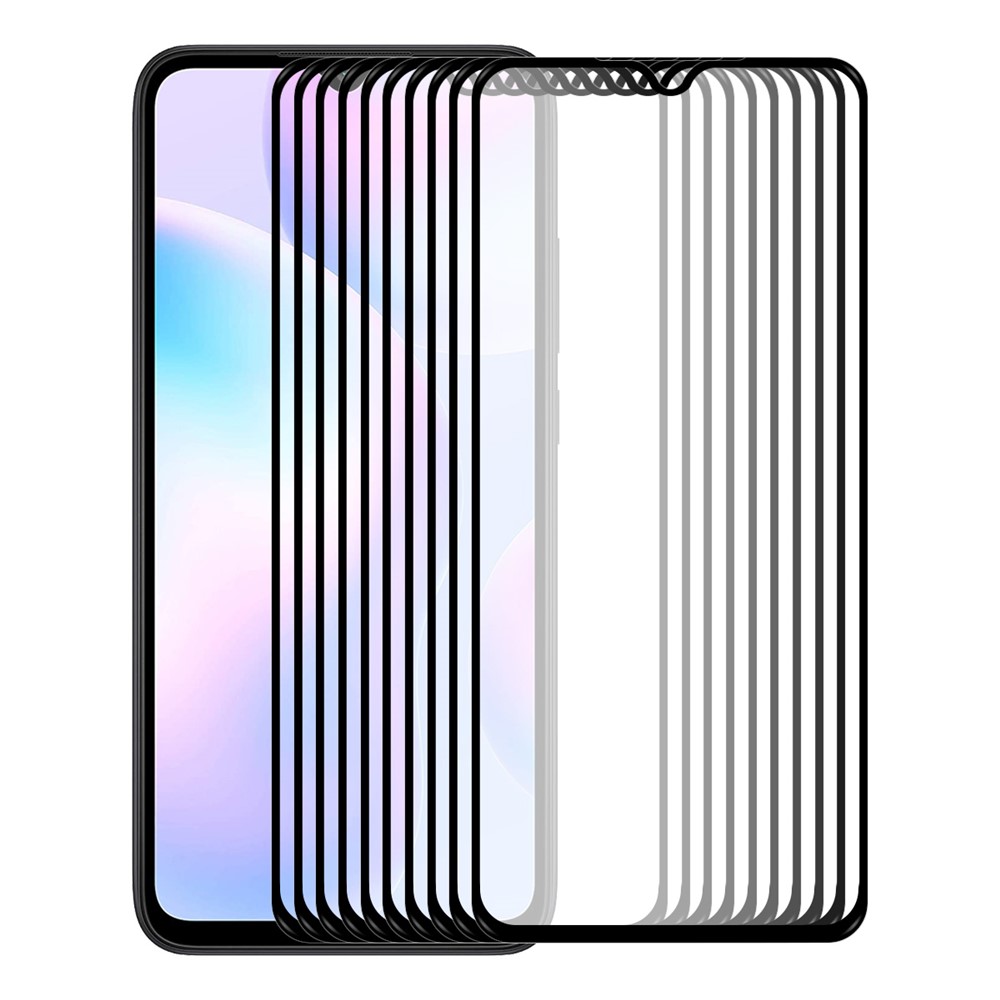 HAT PRINCE 10Pcs/Set Full Glue Full Size 0.26mm 9H 2.5D Tempered Glass Screen Film for Xiaomi Redmi 9/9A/9C-1
