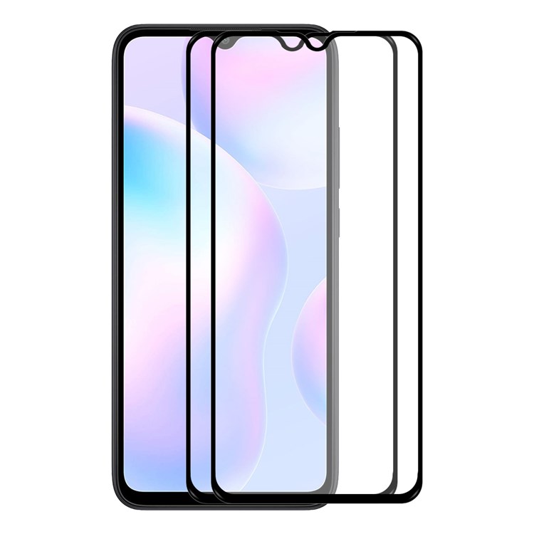 HAT PRINCE 2Pcs/Set Full Glue Full Size 0.26mm 9H 2.5D Tempered Glass Screen Protector for Xiaomi Redmi 9/9A/9C-1