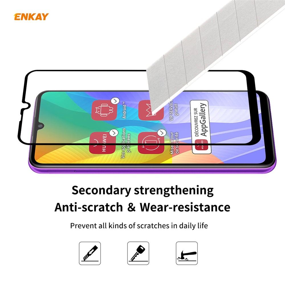 2PCS/Set HAT PRINCE Full Glue 0.26mm 9H 2.5D Arc Edge Full Size Tempered Glass Screen Film for Huawei Y6p-5