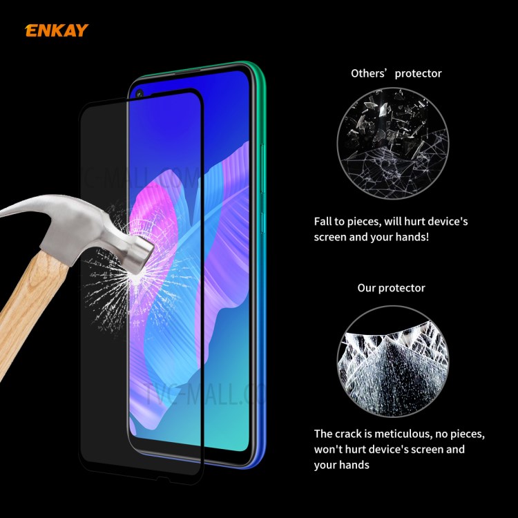 HAT PRINCE 10Pcs/Set Full Glue Full Size 0.26mm 9H 2.5D Tempered Glass Screen Film for Huawei P40 lite E/Y7p/Honor 9C-7