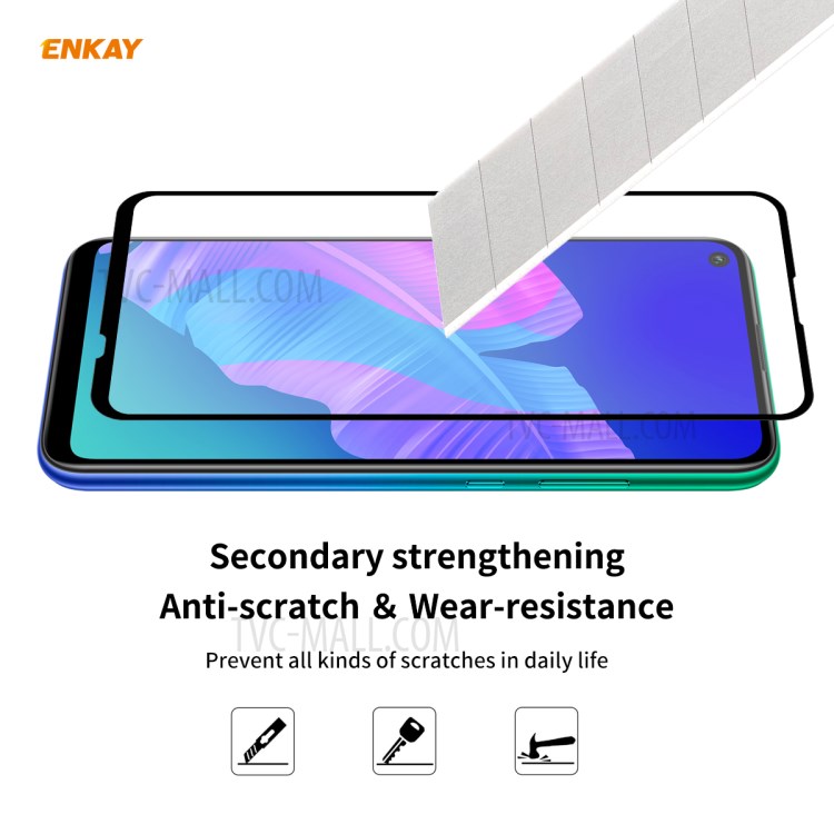 HAT PRINCE 5Pcs/Set Full Glue Full Size 0.26mm 9H 2.5D Tempered Glass Screen Film for Huawei P40 lite E/Y7p/Honor 9C-5