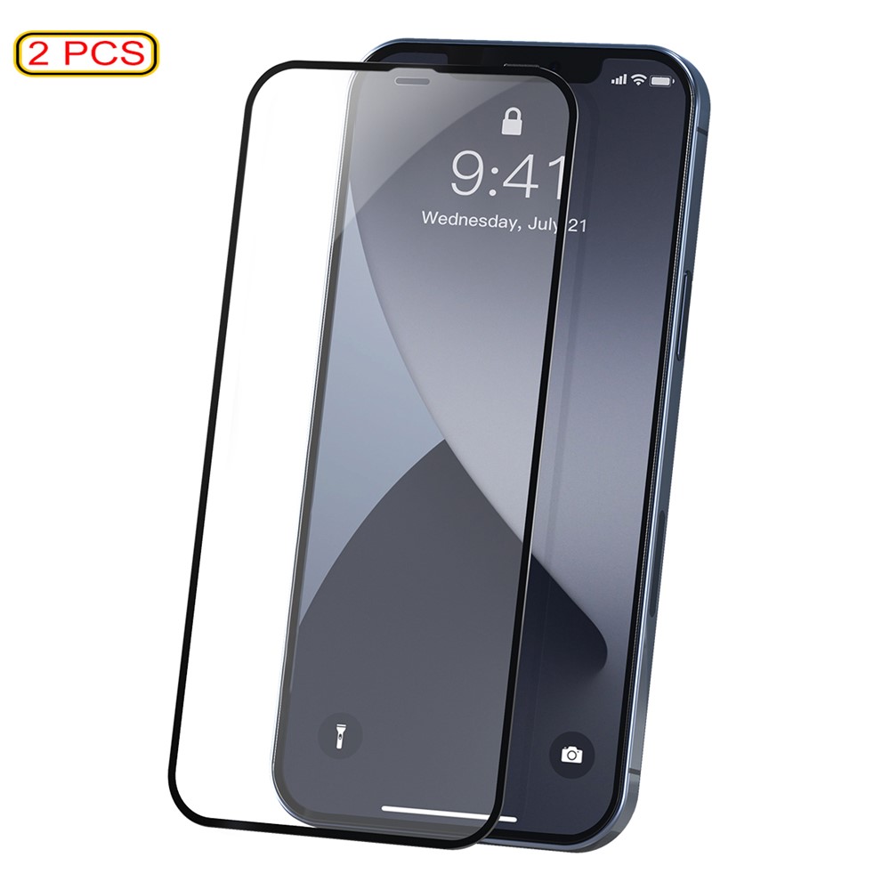 BASEUS 2 PCS 0.23mm Full Screen Coverage Curved Tempered Glass Films for iPhone 12 Pro Max 6.7 inch - Black-1