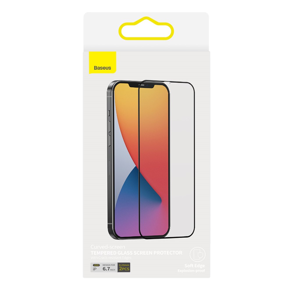 BASEUS 2 PCS 0.23mm Full Screen Coverage Curved Tempered Glass Films for iPhone 12 Pro Max 6.7 inch - Black-18