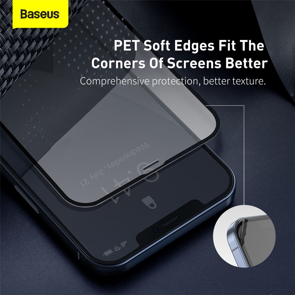BASEUS 2 PCS 0.23mm Full Screen Coverage Curved Tempered Glass Films for iPhone 12 Pro Max 6.7 inch - Black-6
