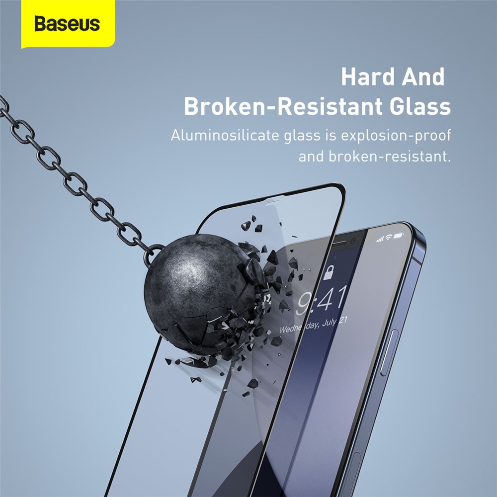 BASEUS 2 PCS 0.23mm Full Screen Coverage Curved Tempered Glass Films for iPhone 12 Pro Max 6.7 inch - Black-7