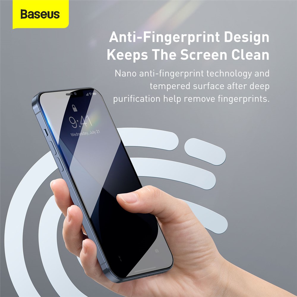 BASEUS 2 PCS 0.23mm Full Screen Coverage Curved Tempered Glass Films for iPhone 12 Pro Max 6.7 inch - Black-9