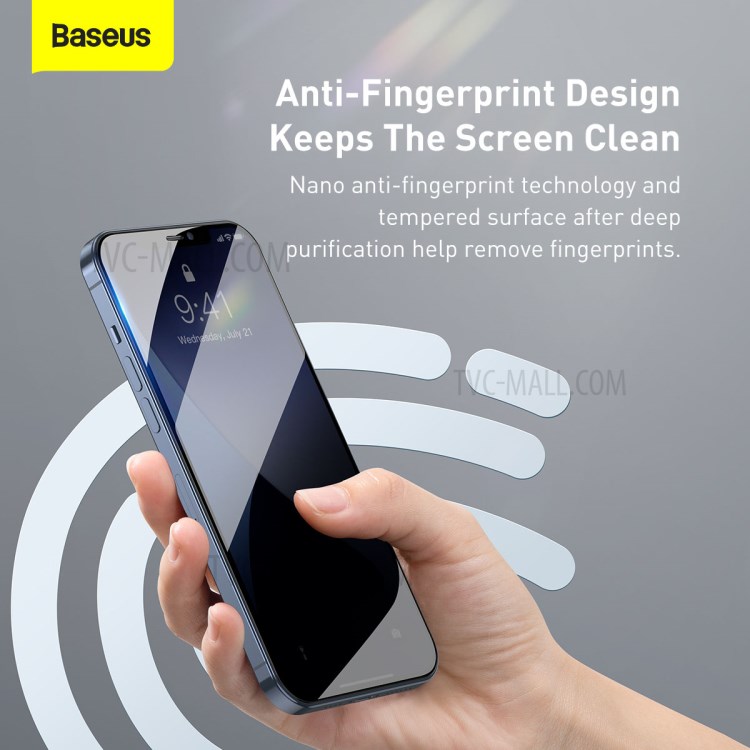 BASEUS 2 PCS 0.23mm Full Screen Coverage Curved Tempered Glass Films for iPhone 12 Max/12 Pro 6.1 inch - Black-9