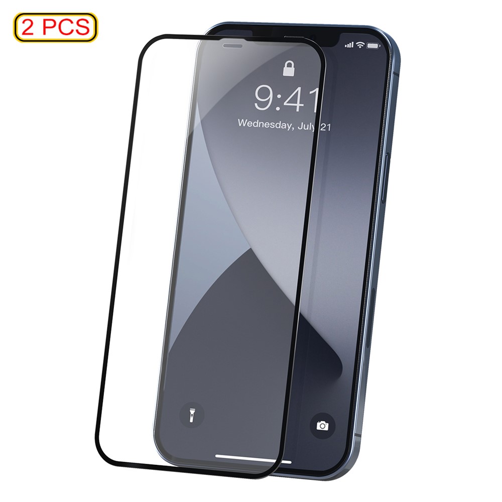 BASEUS 2 PCS 0.23mm Full Screen Coverage Curved Tempered Glass Films for iPhone 12 5.4 inch - Black-1
