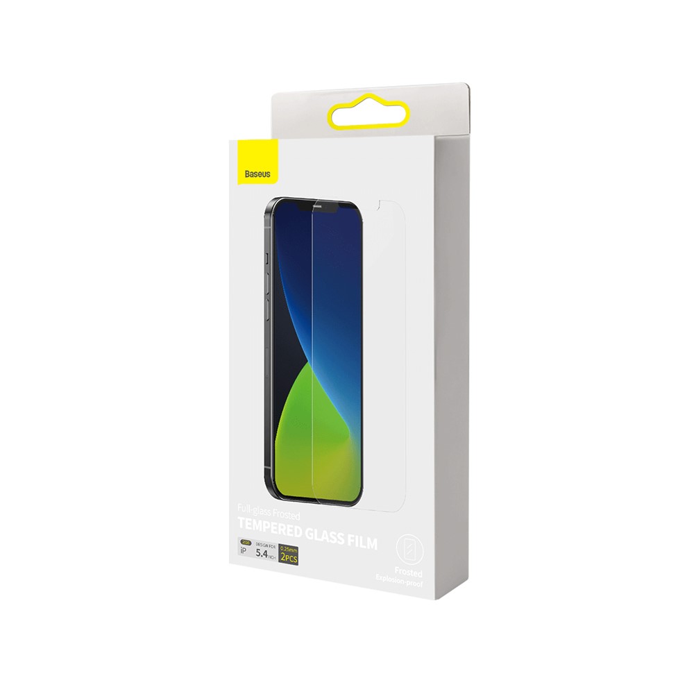 BASEUS 2 PCS 0.25mm Matte Full Screen Cover Tempered Glass Films for iPhone 12 5.4 inch-13