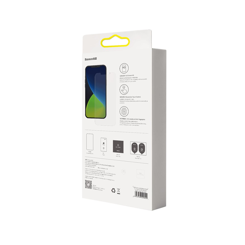 BASEUS 2 PCS 0.25mm Matte Full Screen Cover Tempered Glass Films for iPhone 12 5.4 inch-14