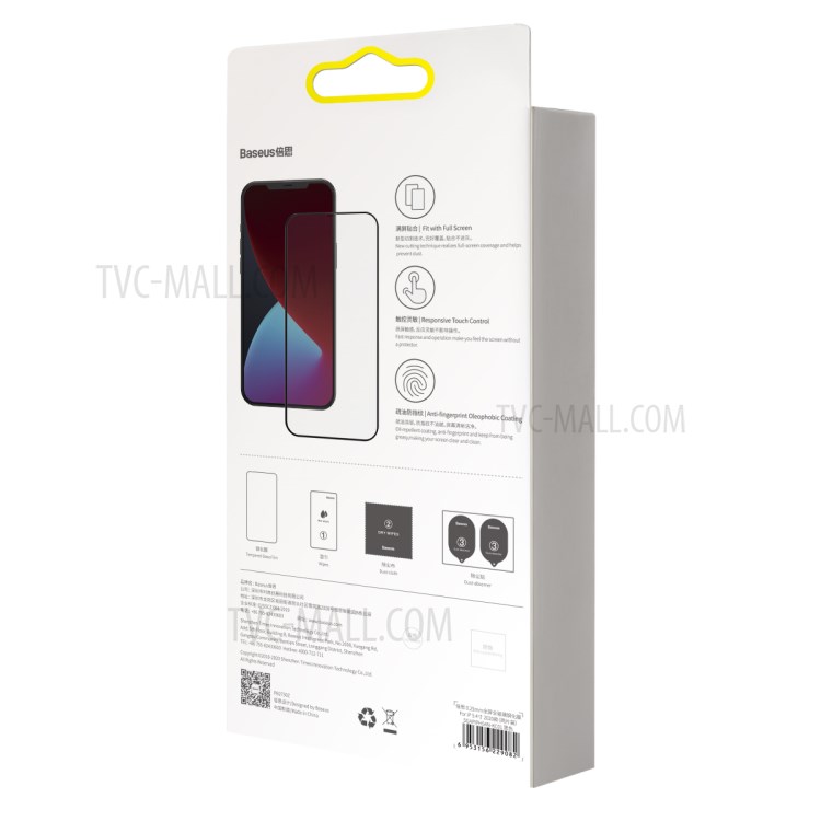 Baseus 2pcs / Set 0.25mm Cobertura Completa Protector De Pantalla De Cristal Templado Para IPhone 12 PRO / 12-18