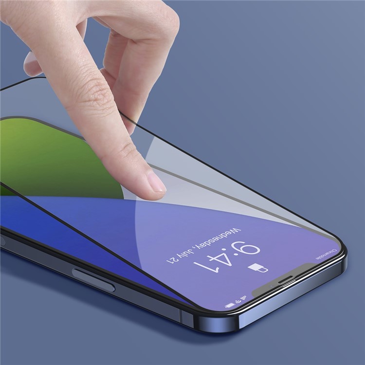 BASEUS 2 PCS 0,3 mm Films de Verre Trempé Anti-blue Incurvé Pour Iphone 12 Mini - le Noir