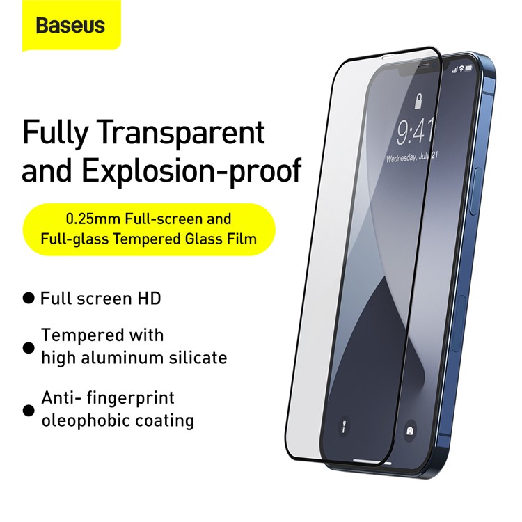 BASEUS 2PCS/Set 0.25mm Full Coverage Tempered Glass Screen Protector for iPhone 12 5.4 inch-2