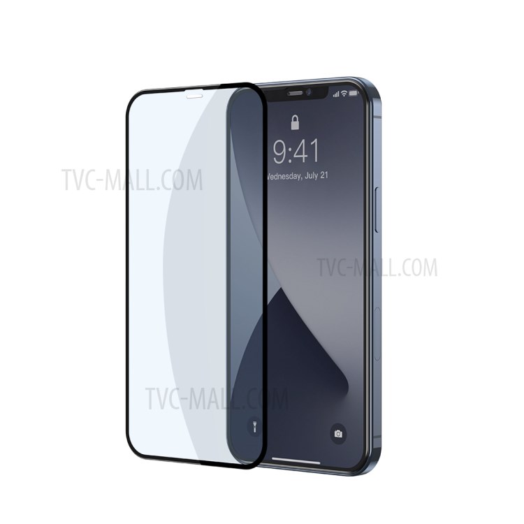 BASEUS 2 PCS 0.3mm Curved Anti-blue-ray Tempered Glass Films for iPhone 12 Max/12 Pro 6.1 inch - Black-12