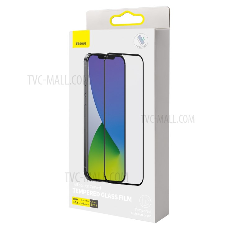BASEUS 2 PCS 0.3mm Curved Anti-blue-ray Tempered Glass Films for iPhone 12 Max/12 Pro 6.1 inch - Black-14
