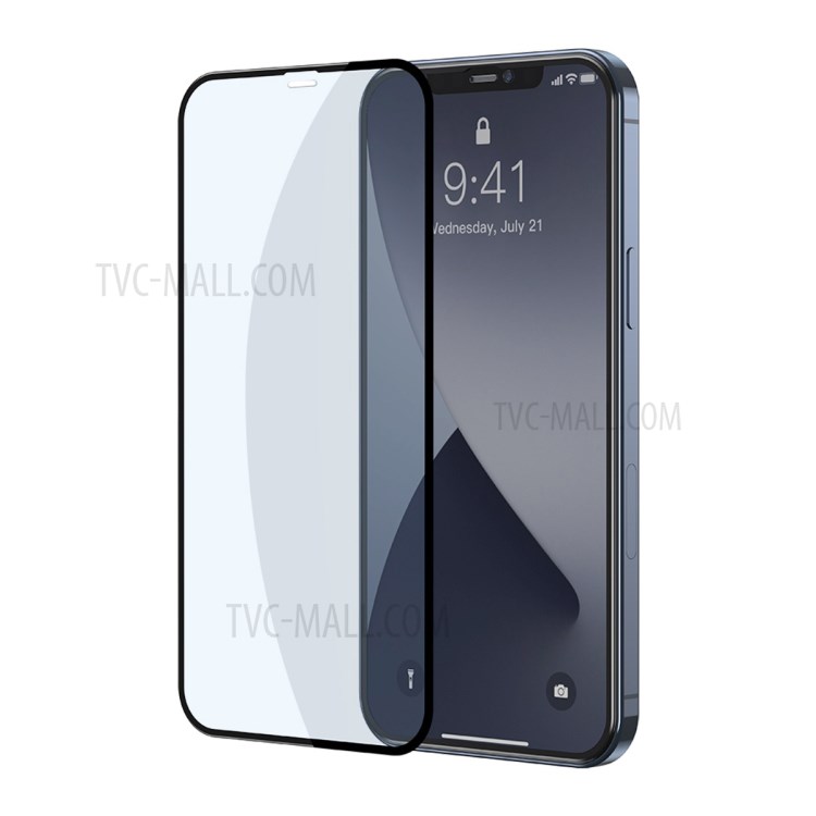 BASEUS 2 PCS 0.3mm Curved Anti-blue-ray Tempered Glass Films for iPhone 12 Pro Max 6.7 inch - Black-12