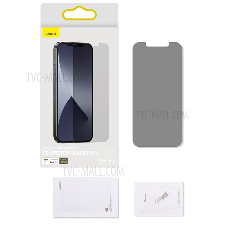 BASEUS 2 PCS 0.3mm Anti-peep Tempered Glass Films for iPhone 12 Pro Max 6.7 inch-13