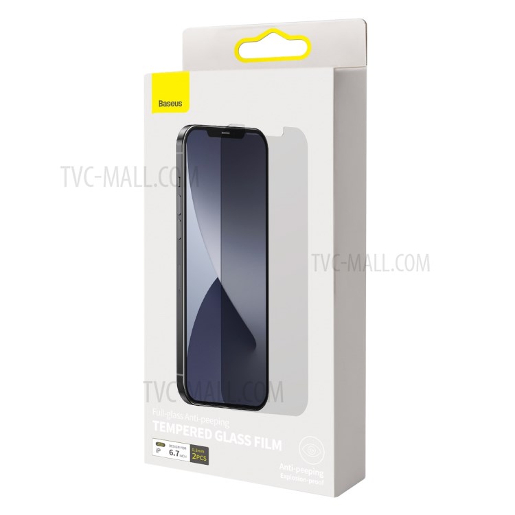BASEUS 2 PCS 0.3mm Anti-peep Tempered Glass Films for iPhone 12 Pro Max 6.7 inch-14