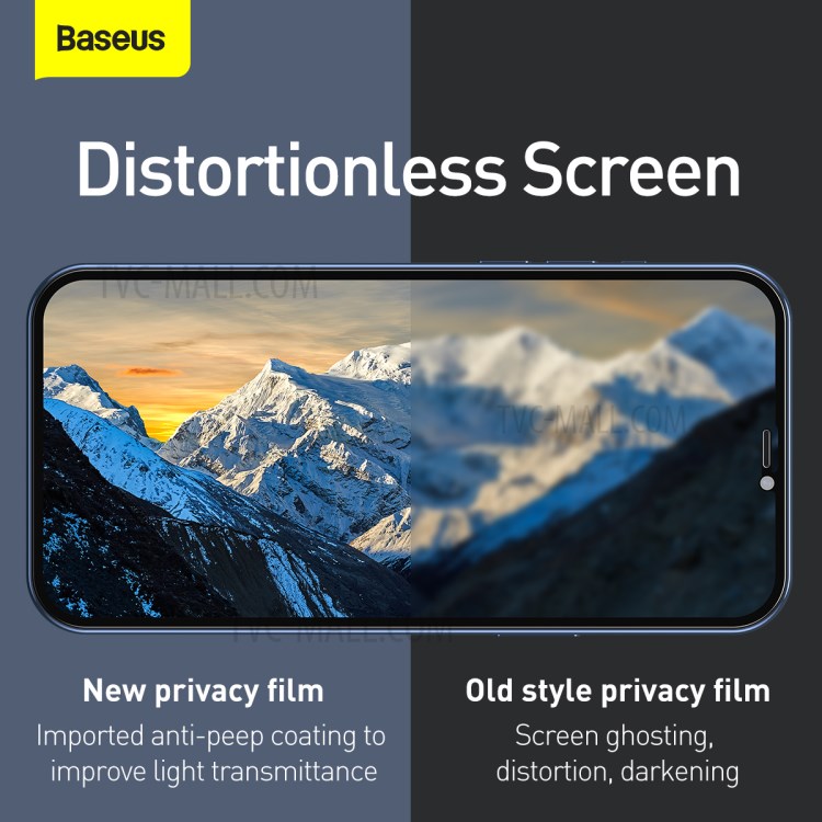 BASEUS 2 PCS 0.3mm Anti-peep Tempered Glass Films for iPhone 12 Pro Max 6.7 inch-8