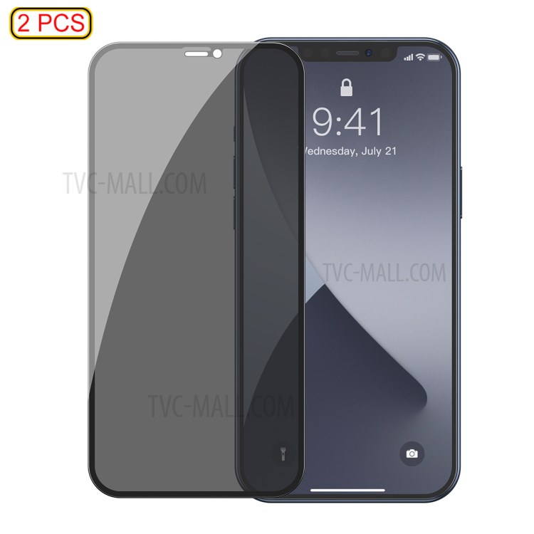 2PCS/Set BASEUS 0.3mm Privacy Curved Tempered Glass Full Screen Protector for iPhone 12 Pro / iPhone 12 Max 6.1-inch-1
