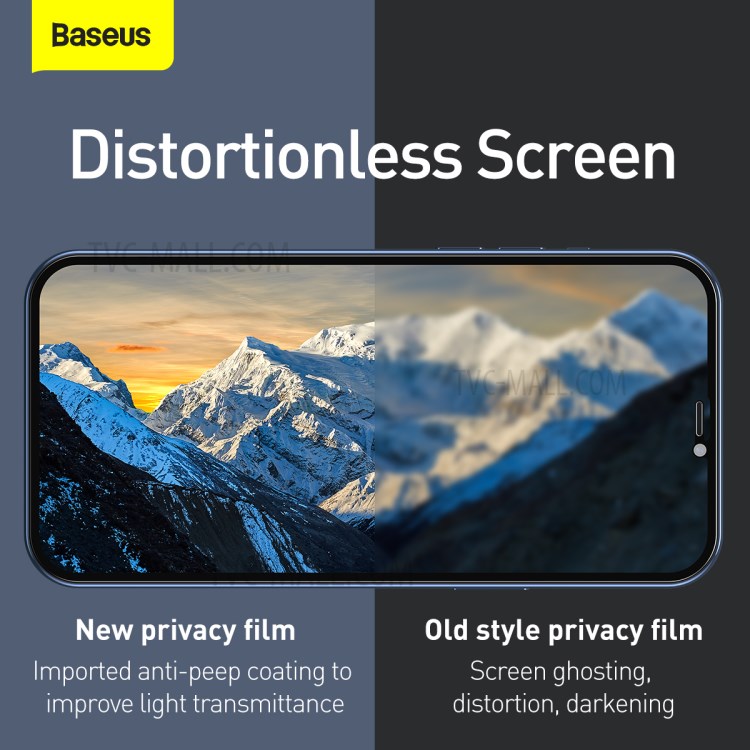 2PCS/Set BASEUS 0.3mm Privacy Curved Tempered Glass Full Screen Protector for iPhone 12 Pro / iPhone 12 Max 6.1-inch-8