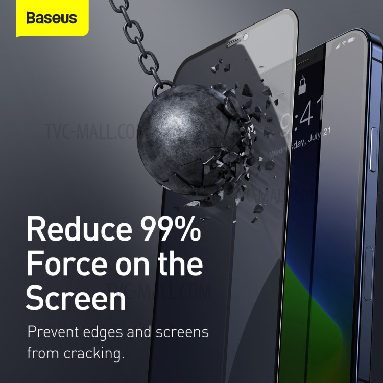 2PCS/Set BASEUS 0.3mm Privacy Curved Tempered Glass Full Screen Protector for iPhone 12 Pro / iPhone 12 Max 6.1-inch-9