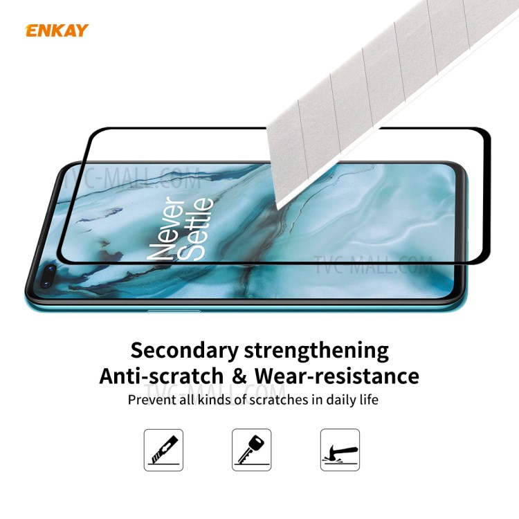 ENKAY 5Pcs/Set Full Glue Full Coverage 0.26mm 9H 2.5D Tempered Glass Screen Protector for OnePlus Nord-5