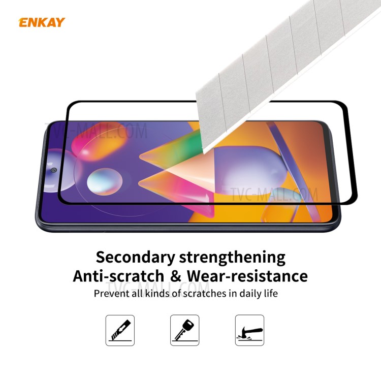 5Pcs/Set ENKAY Full Glue Full Screen 0.26mm 9H 2.5D Tempered Glass Protector Film for Samsung Galaxy M31s-5