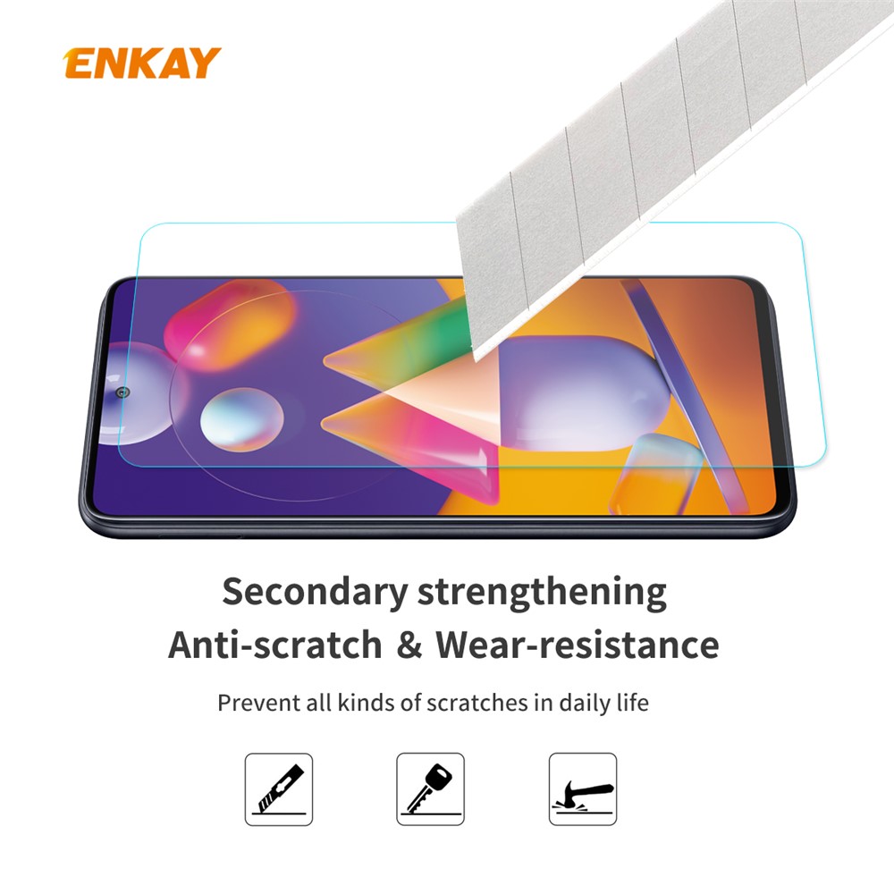 ENKAY 0.26mm Tempered Glass Screen Protector 9H 2.5D Arc Edge for Samsung Galaxy M31s-5