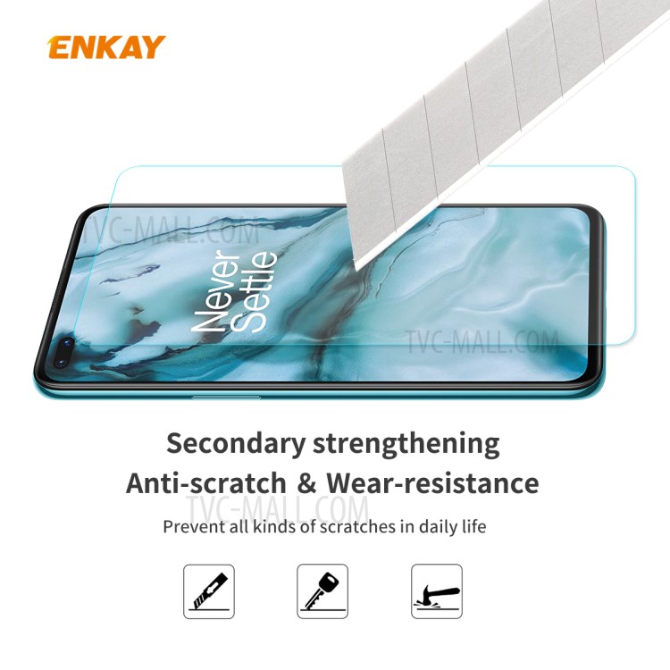 5Pcs/Set ENKAY 0.26mm 9H 2.5D Arc Edge Tempered Glass Screen Protective Film for OnePlus Nord-5