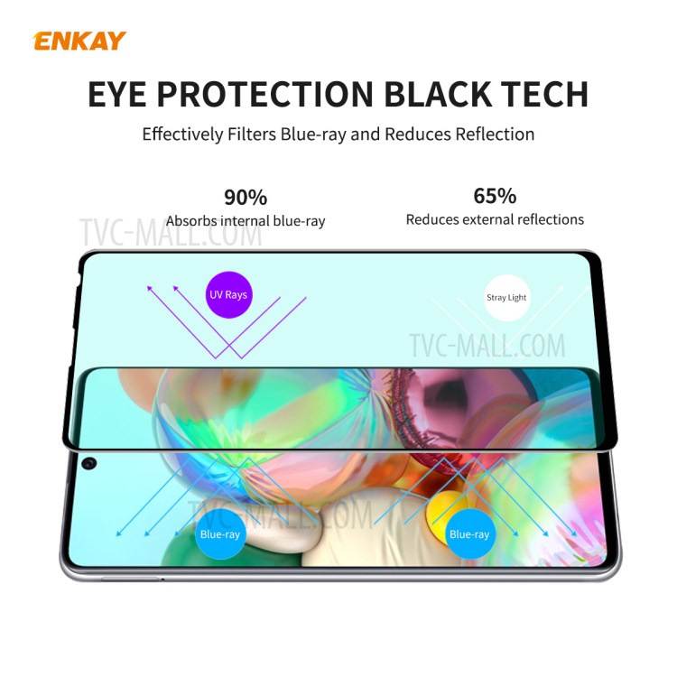 ENKAY Hat Prince 0.26mm 9H 6D Green Filter Eye Protection Tempered Glass Screen Film Cover for Samsung Galaxy A71 SM-A715-3