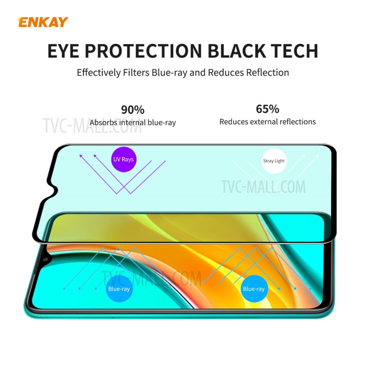 ENKAY Hat Prince 0.26mm 9H 6D Green Filter Eye Protection Tempered Glass Screen Film Cover for Xiaomi Redmi 9 / Redmi 9A / Redmi 9C-3