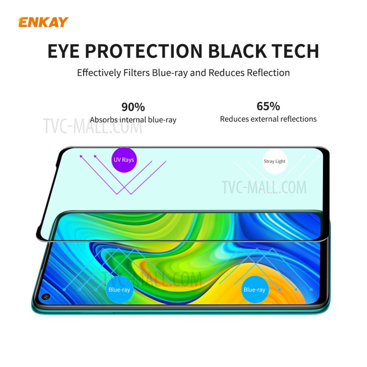 ENKAY Hat Prince 0.26mm 9H 6D Green Filter Eye Protection Tempered Glass Screen Film Cover for Xiaomi Redmi 10X 4G / Redmi Note 9-3