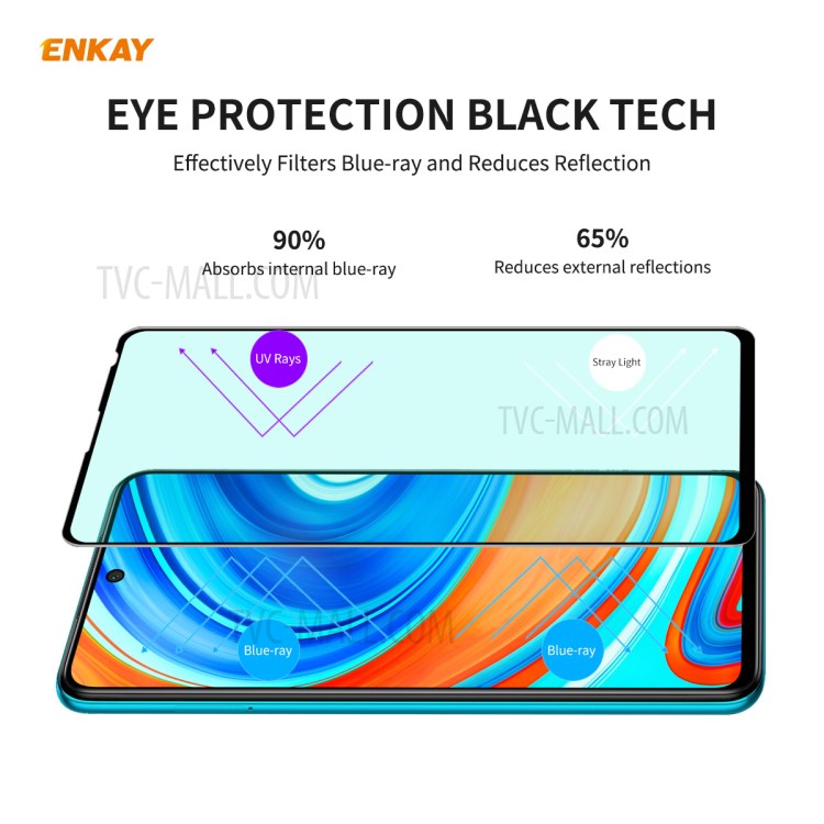 ENKAY Hat Prince 0.26mm 9H 6D Green Filter Eye Protection Tempered Glass Screen Film Cover for Xiaomi Redmi Note 9S / Redmi Note 9 Pro Max / Redmi Note 9 Pro-3