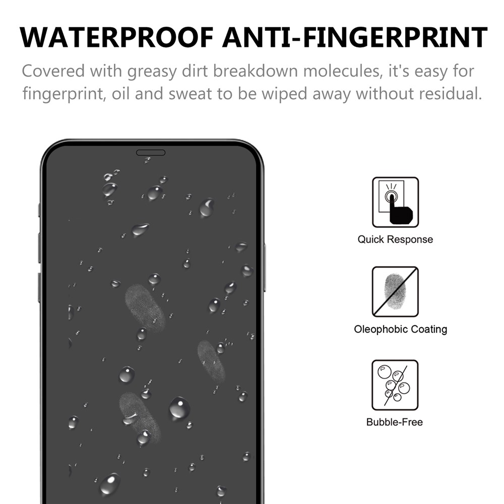 Película Protectora De Pantalla De Cristal Templado De 9H 9H Pegamento Completo Para IPhone 12 Pro Max 6.7 Pulgadas - Negro